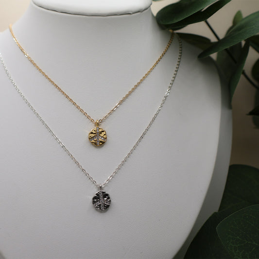 Peace CZ Hammered Necklace