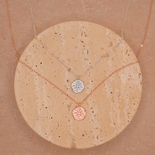 Starburst Hammered Circle Necklace