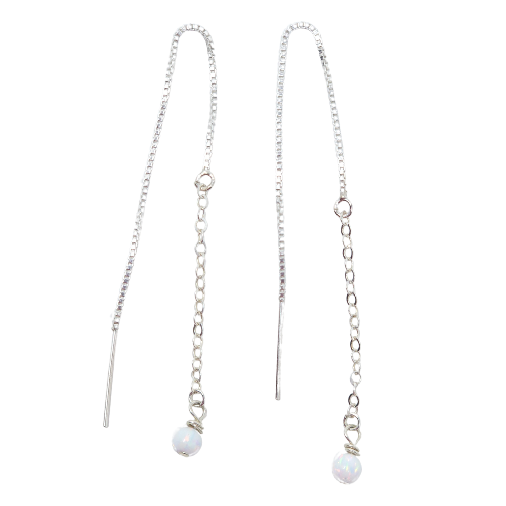 Flicker Threader Opal Earrings