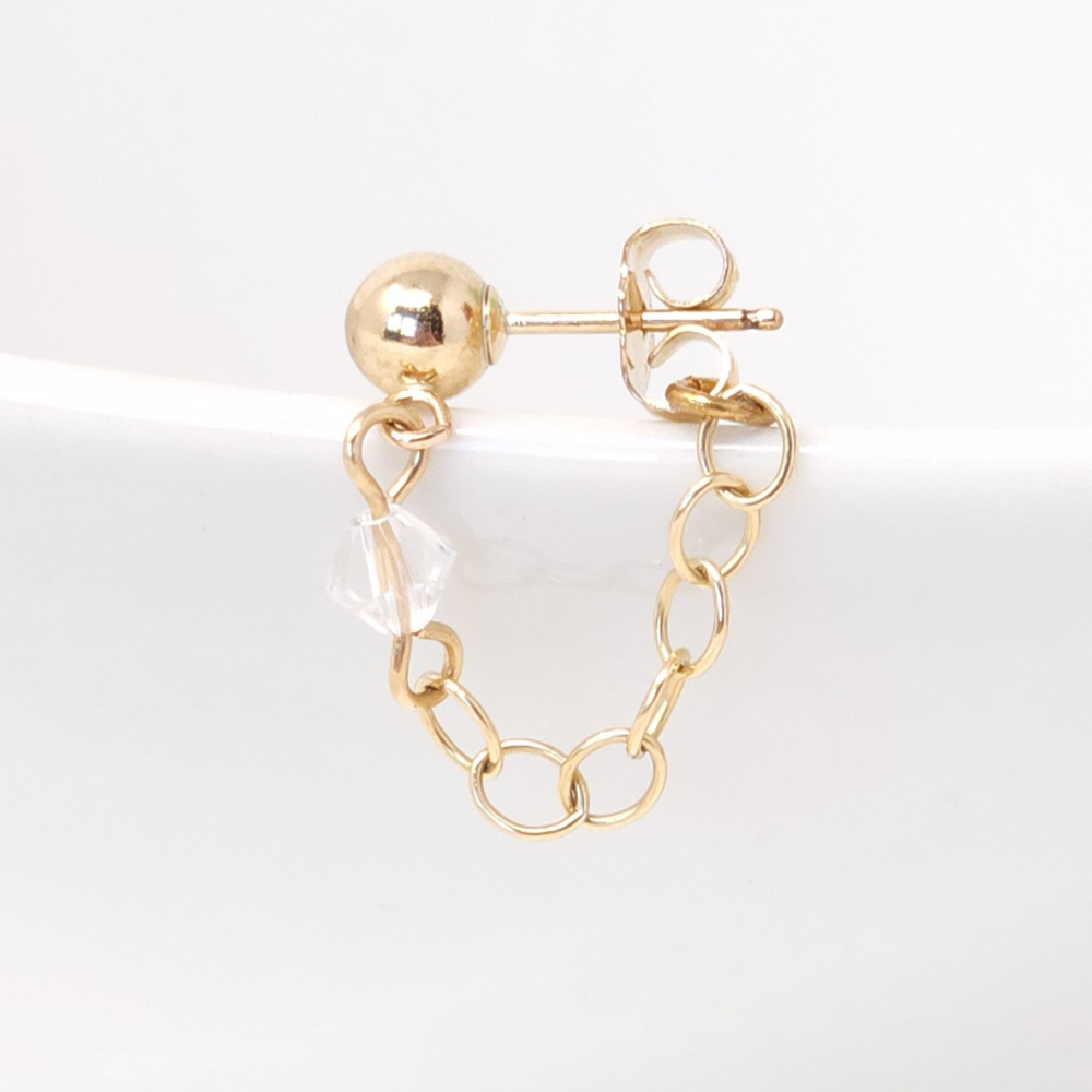 Cable and Stone Huggie Earrings