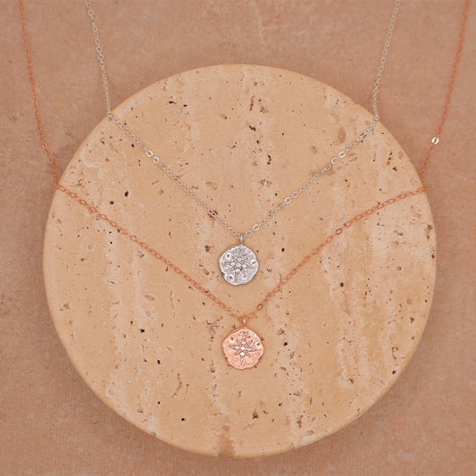 Starburst Hammered Circle Necklace