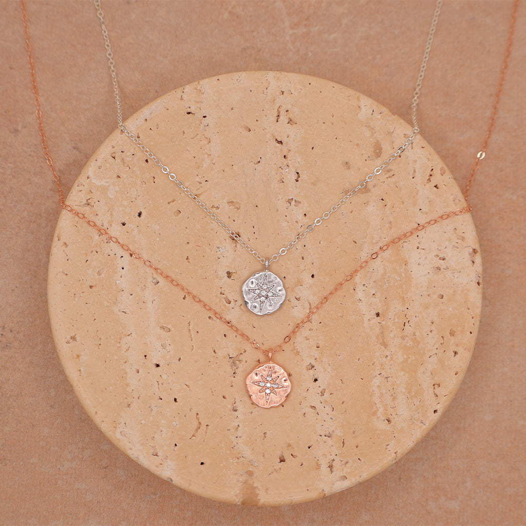 Starburst Hammered Circle Necklace