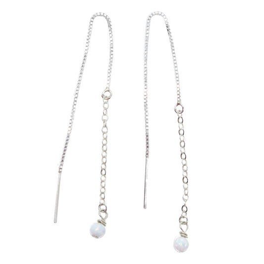 Flicker Threader Opal Earrings